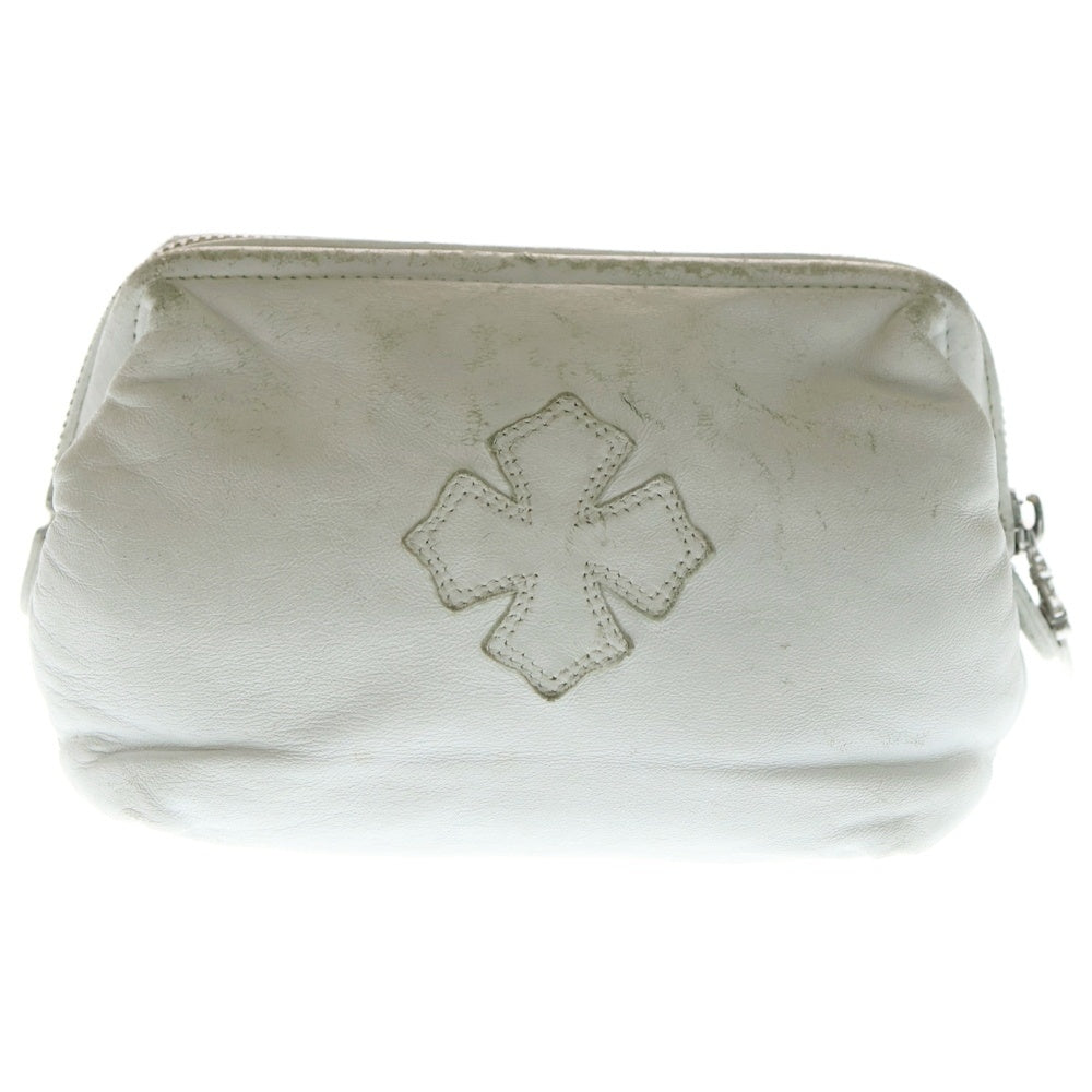 CHROME HEARTS(クロムハーツ) COSMETIC POUCH CHプラスパッチ レザーコスメポーチ ホワイト