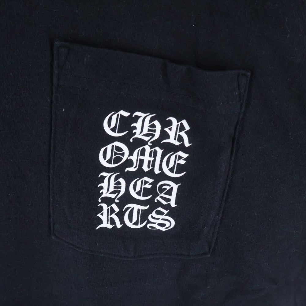 CHROME HEARTS(クロムハーツ) ヴァーティカルロゴプリント クルーネック半袖Tシャツ カットソーブラック