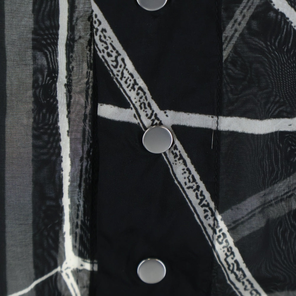 Rick Owens(リックオウエンス) 22SS SNAP COLLAR FAUN SHIRT RU01B1290-JP1 スナップドローコード柄長袖シャツ ブラック