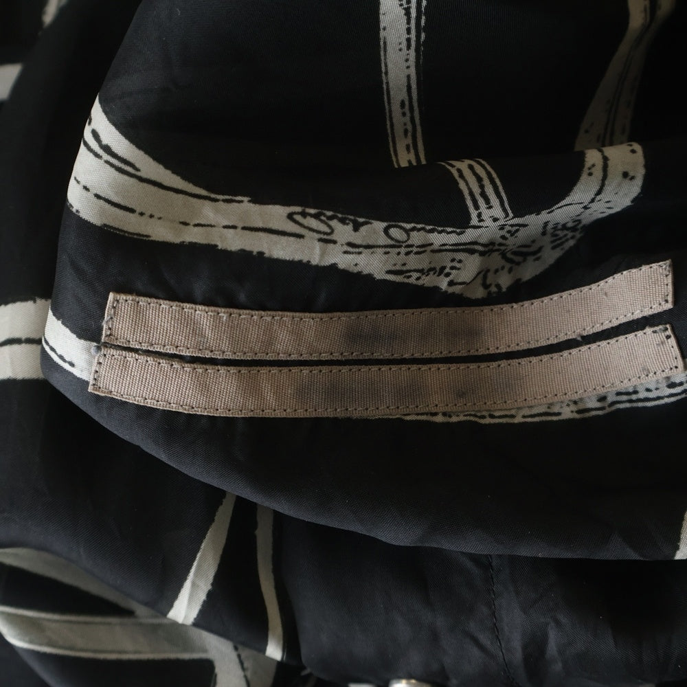 Rick Owens(リックオウエンス) 22SS SNAP COLLAR FAUN SHIRT RU01B1290-JP1 スナップドローコード柄長袖シャツ ブラック