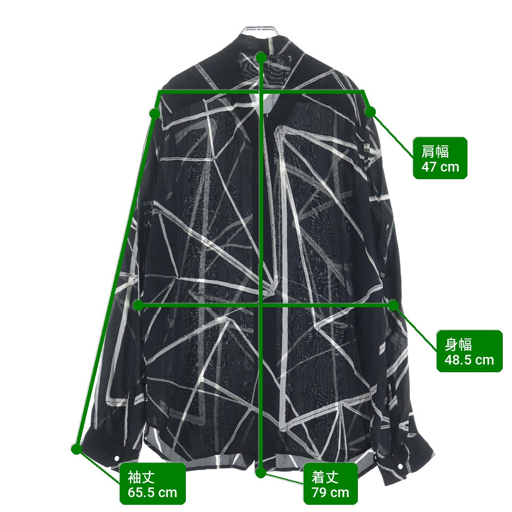 Rick Owens(リックオウエンス) 22SS SNAP COLLAR FAUN SHIRT RU01B1290-JP1 スナップドローコード柄長袖シャツ ブラック