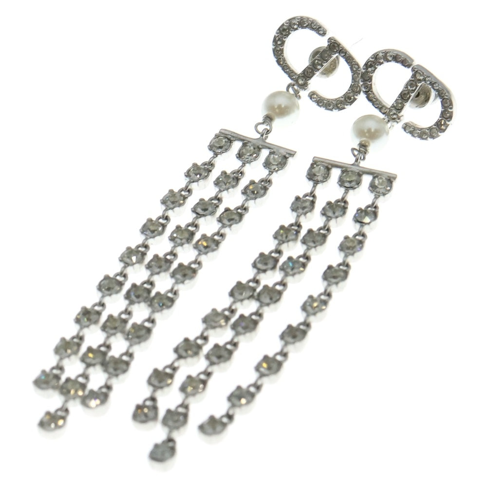 DIOR(ディオール) CDロゴ ラインストーン パールシャンデリアピアス