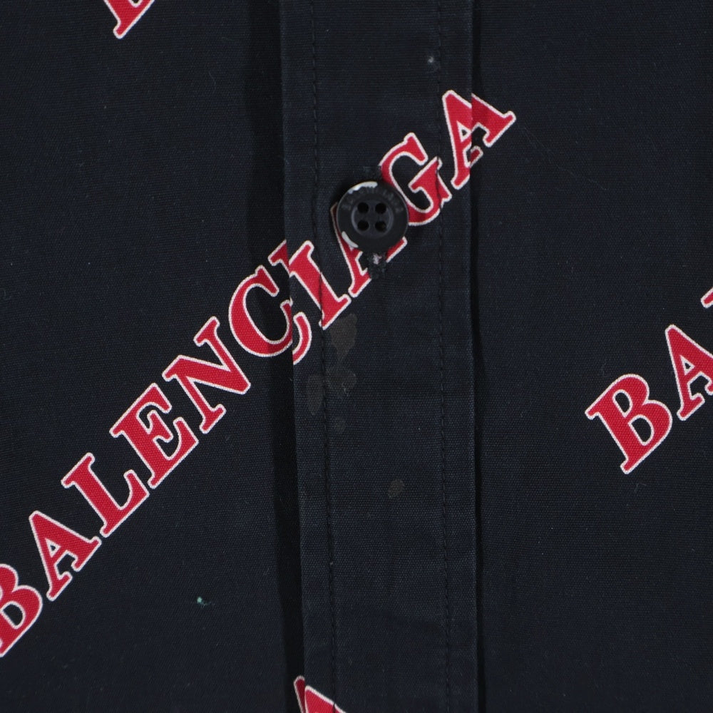 BALENCIAGA(バレンシアガ) 20AW オールオーバー ロゴプリント長袖シャツ 627023 TILR8 ブラック/レッド