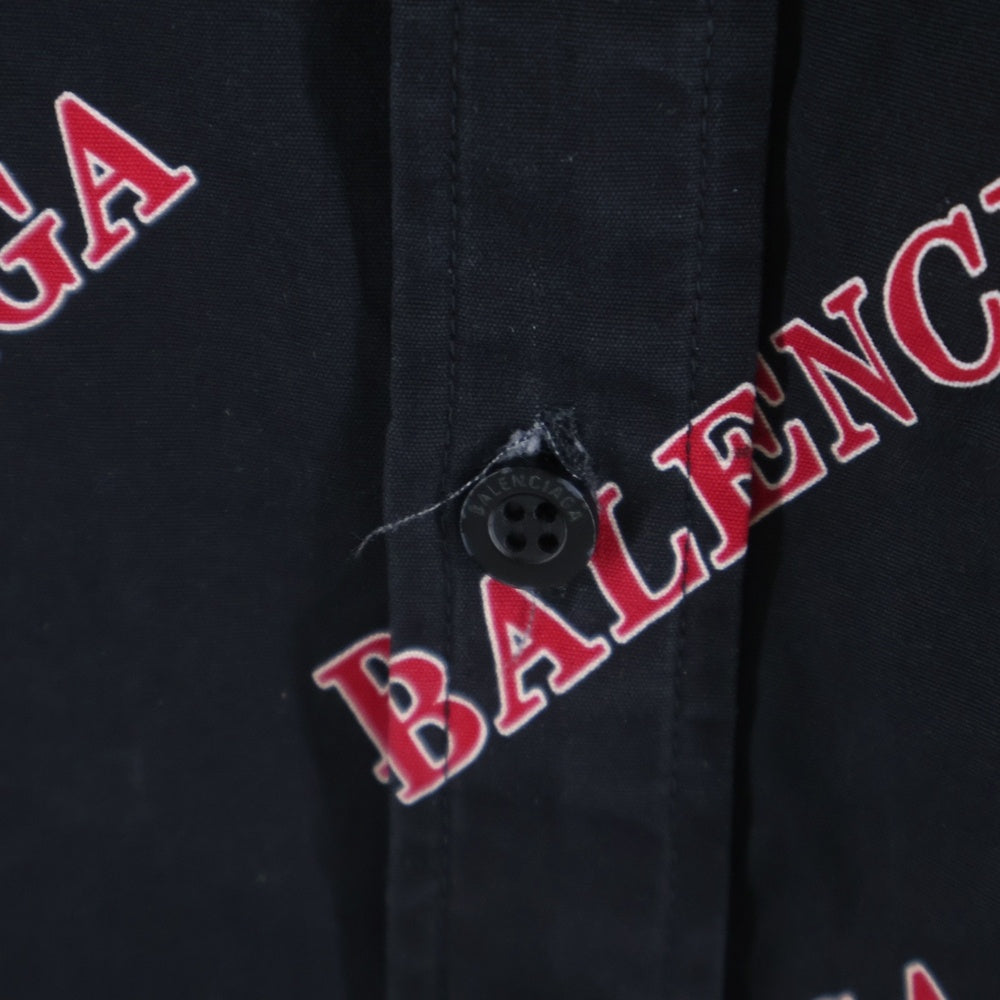 BALENCIAGA(バレンシアガ) 20AW オールオーバー ロゴプリント長袖シャツ 627023 TILR8 ブラック/レッド