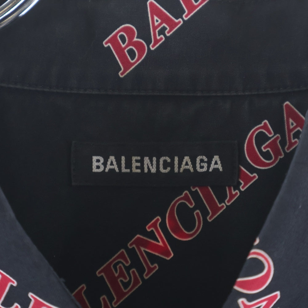 BALENCIAGA(バレンシアガ) 20AW オールオーバー ロゴプリント長袖シャツ 627023 TILR8 ブラック/レッド