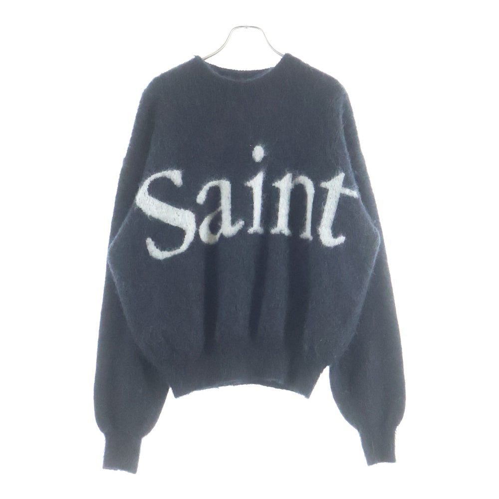 SAINT MICHAEL(セントマイケル) 23AW CREW NECK KNIT フロントロゴ モヘアニット セーター ブラック SM-A23-0000-042