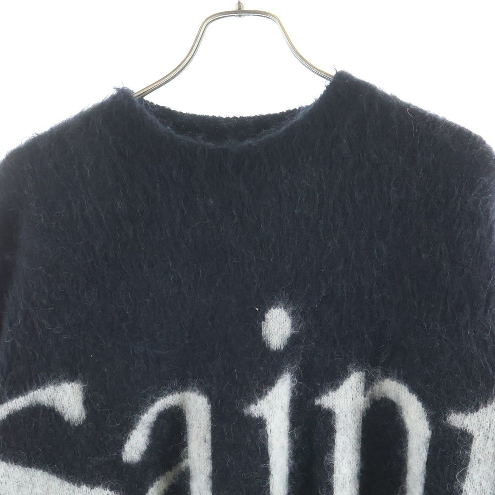 SAINT MICHAEL(セントマイケル) 23AW CREW NECK KNIT フロントロゴ モヘアニット セーター ブラック SM-A23-0000-042