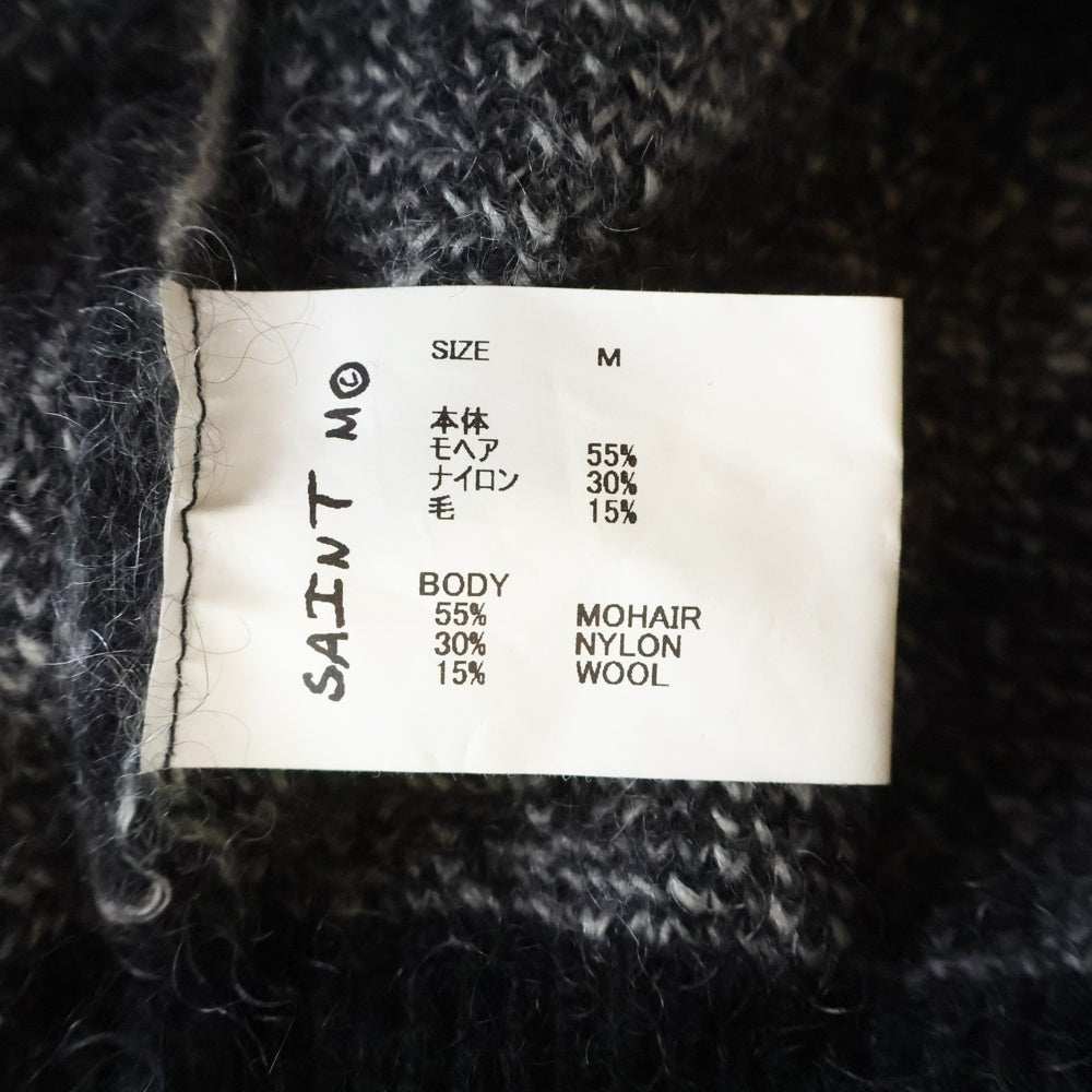 SAINT MICHAEL(セントマイケル) 23AW CREW NECK KNIT フロントロゴ モヘアニット セーター ブラック SM-A23-0000-042