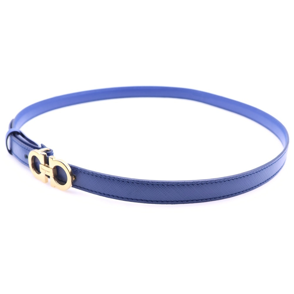 Salvatore Ferragamo(サルヴァトーレ フェラガモ) GANCINI ガンチーニ レザーベルト ブルー/ゴールド レディース