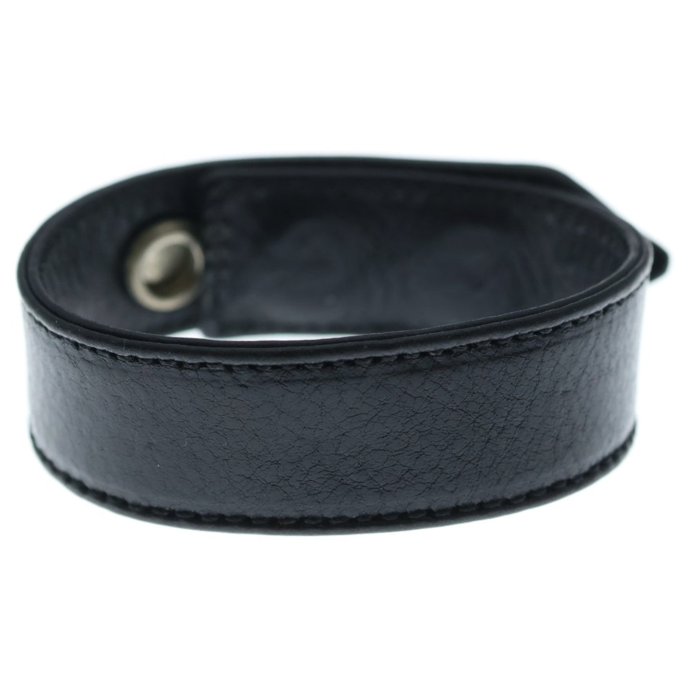 CHROME HEARTS(クロムハーツ) 3BTN 2SNP クロスボール 3ボタン2スナップ レザーブレスレット ブラック/シルバー BCA123