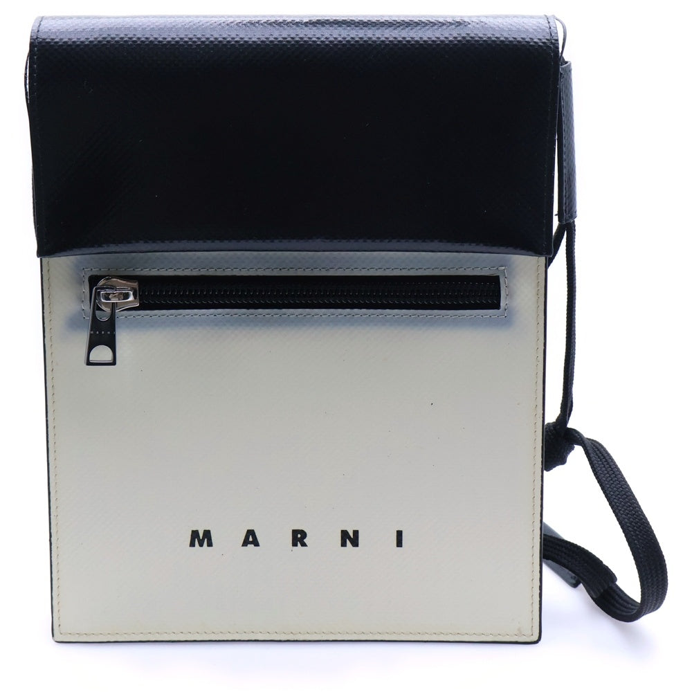 MARNI(マルニ) TRIBECA トライベッカ レザー ロゴプリント ショルダーバッグ SBMQ0036A0 ホワイト/ブラック