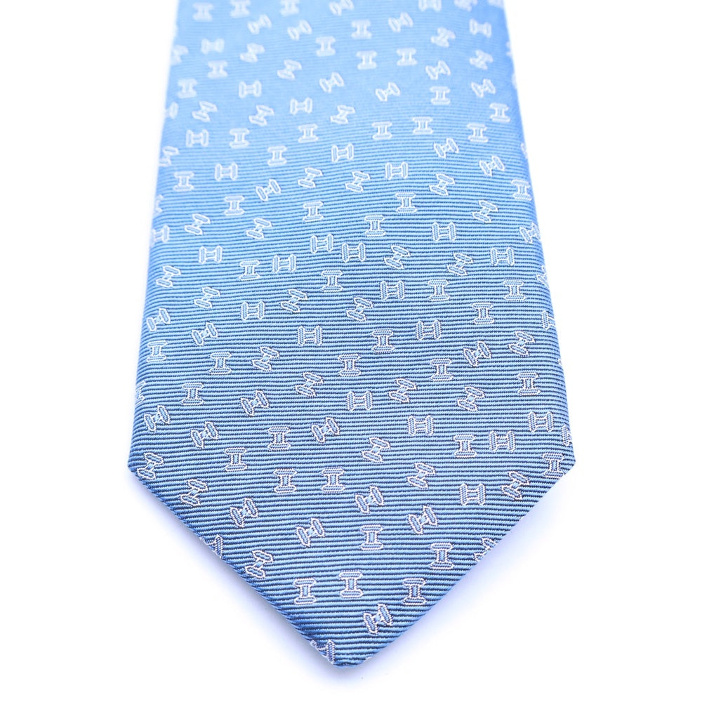 HERMES(エルメス) H C'est la Fete Hロゴ シルクネクタイ 33932IT ブルー