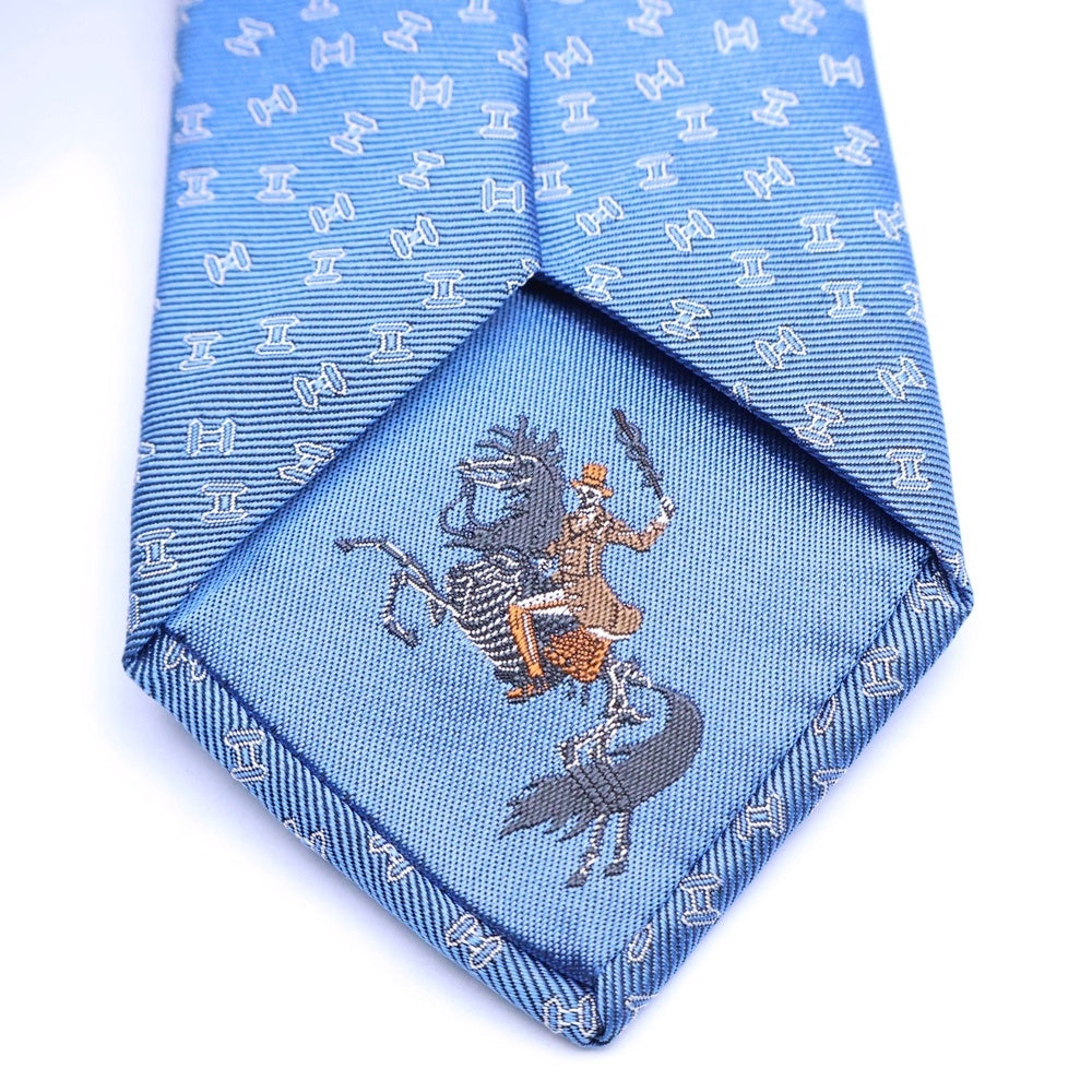 HERMES(エルメス) H C'est la Fete Hロゴ シルクネクタイ 33932IT ブルー
