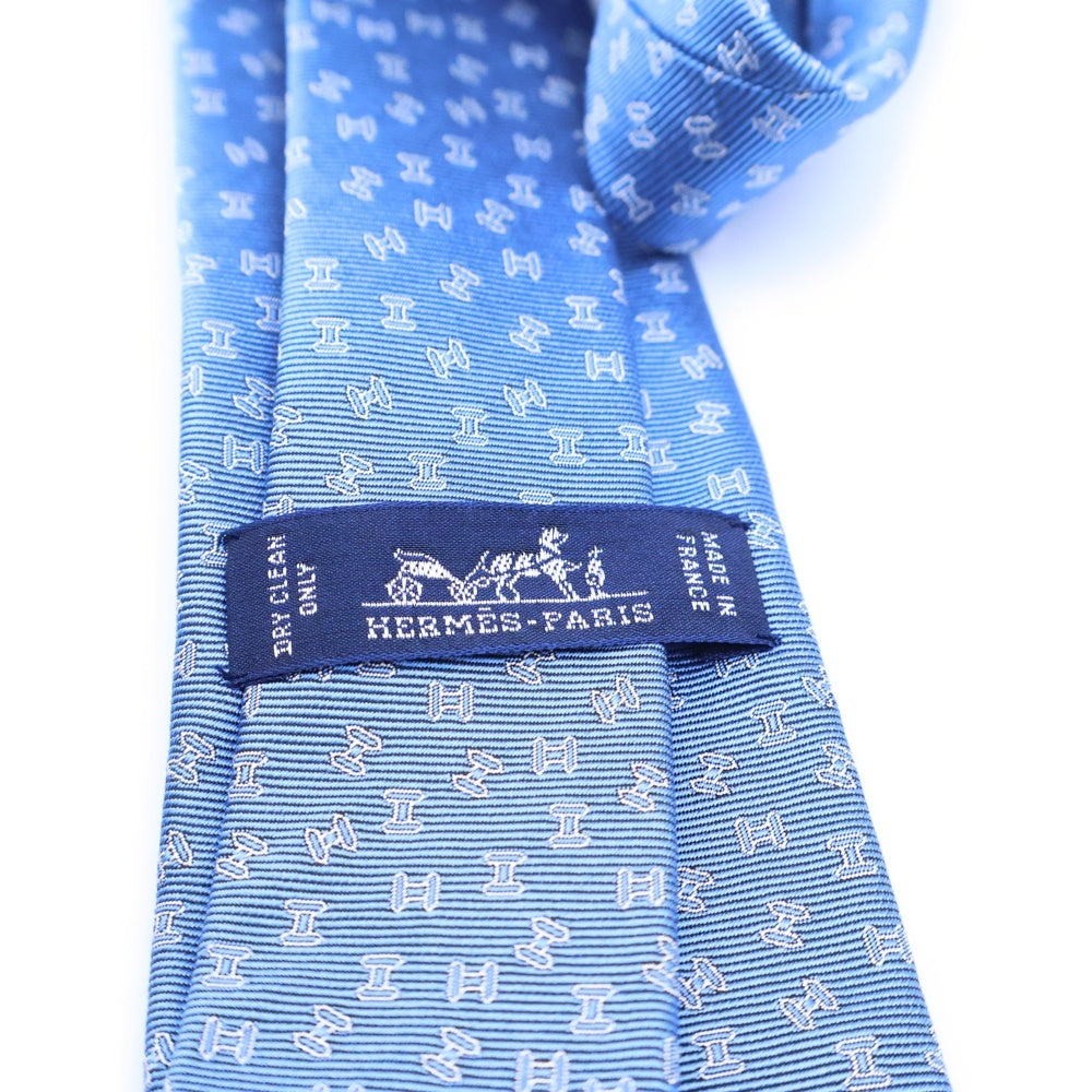 HERMES(エルメス) H C'est la Fete Hロゴ シルクネクタイ 33932IT ブルー