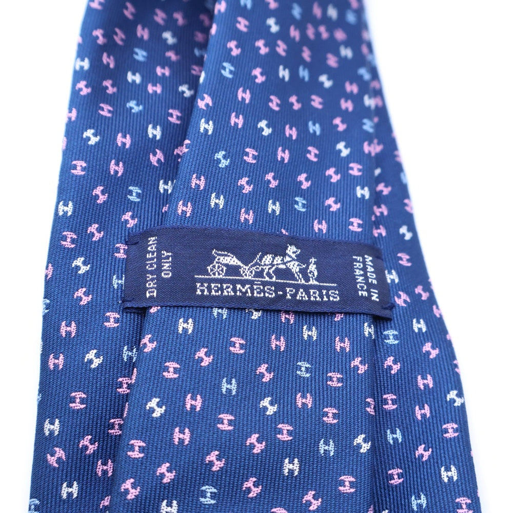 HERMES(エルメス) Cravate Soie Lourde Hロゴ シルクネクタイ 659282T ネイビー/マルチ