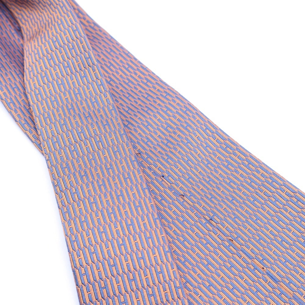 HERMES(エルメス) H総柄 シルクネクタイ 659252T ネイビー/オレンジ