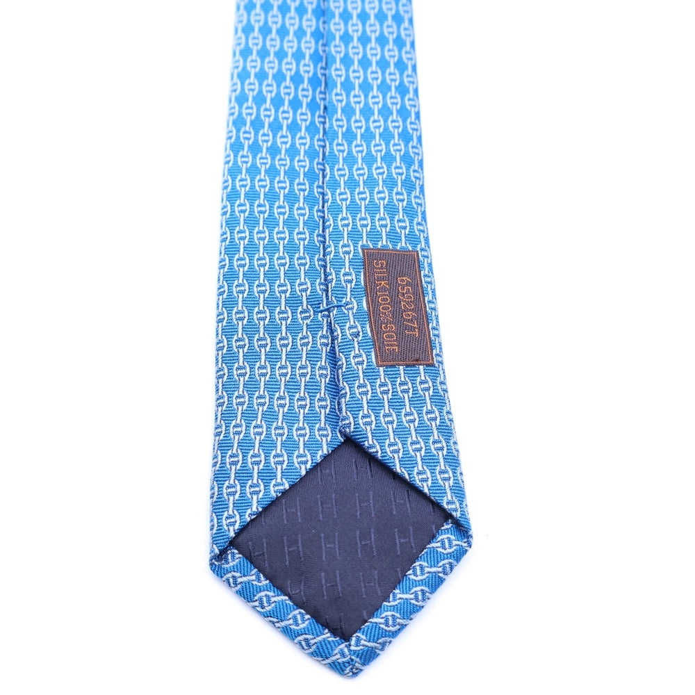 HERMES(エルメス) ヘヴィ シェーヌダンクル柄シルクネクタイ 659267T ブルー