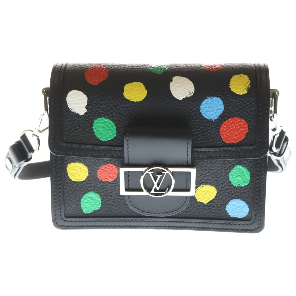 LOUIS VUITTON(ルイヴィトン) ×YK Dauph Mini M21750 ×草間彌生ドーフィーヌ ミニ トリヨン ドット柄ショルダーバッグ ブラック レディース