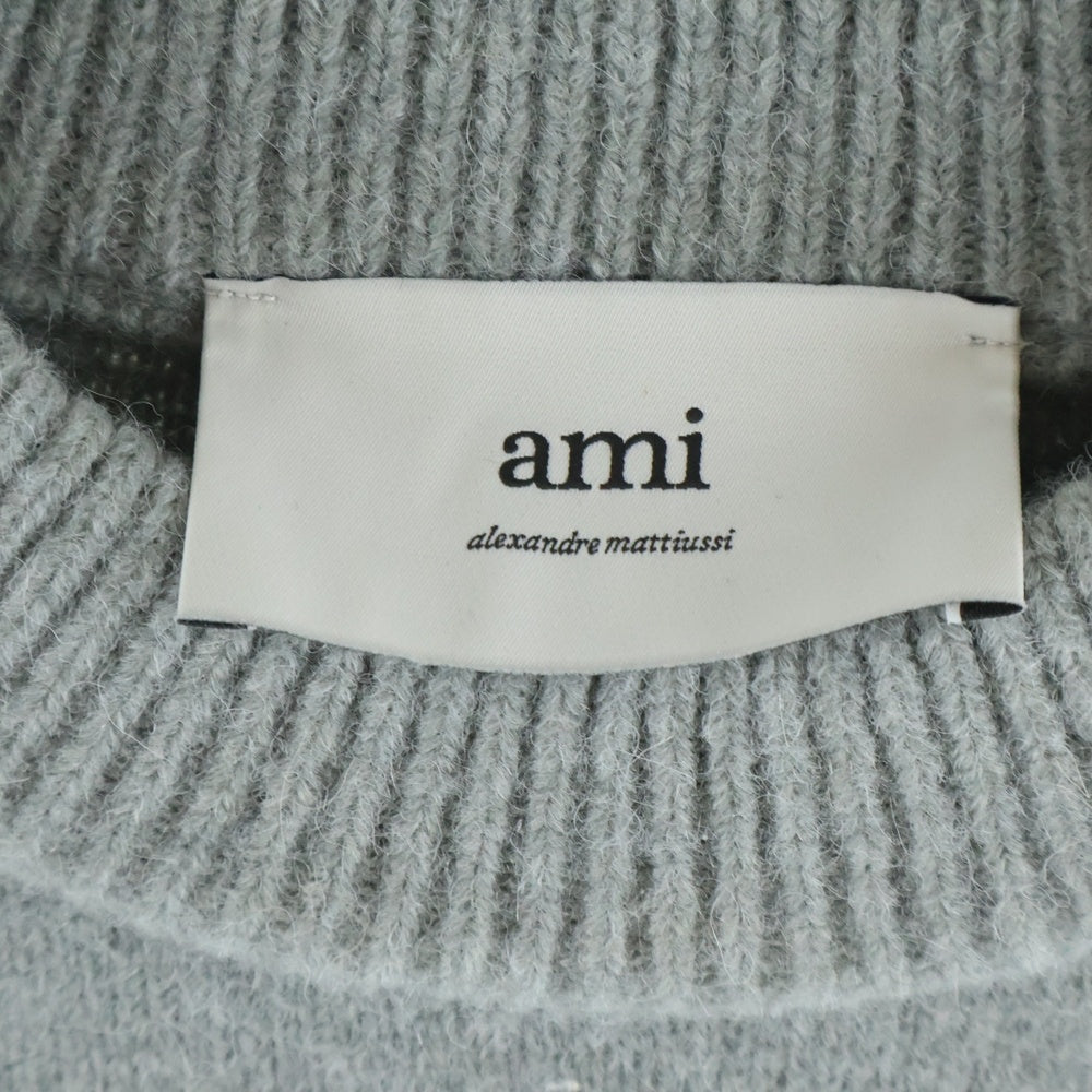 AMI Alexandre Mattiussi(アミアレクサンドルマテュッシ) ハートロゴ クルーネック アルパカニットセーター UKS836 KN0135 グレー
