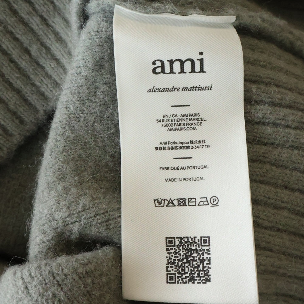 AMI Alexandre Mattiussi(アミアレクサンドルマテュッシ) ハートロゴ クルーネック アルパカニットセーター UKS836 KN0135 グレー