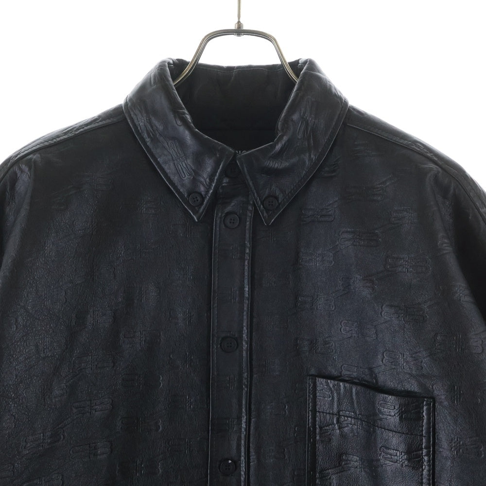 BALENCIAGA(バレンシアガ) BB Monogram Leather Jacket BBモノグラムレザージャケット ブラック 704420 TMS16 1000