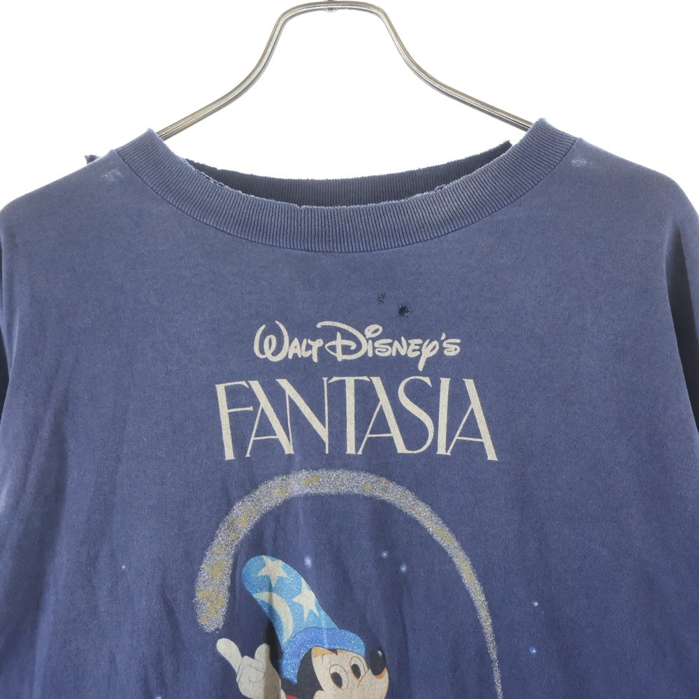 SAINT MICHAEL(セントマイケル) 25SS ×Disney DNF LS TEE FANTSIA SM-HR8-0000-C66 ヴィンテージ加工 ディズニーキャラクタープリントクルーネック長袖Tシャツカットソー ロンT ネイビー