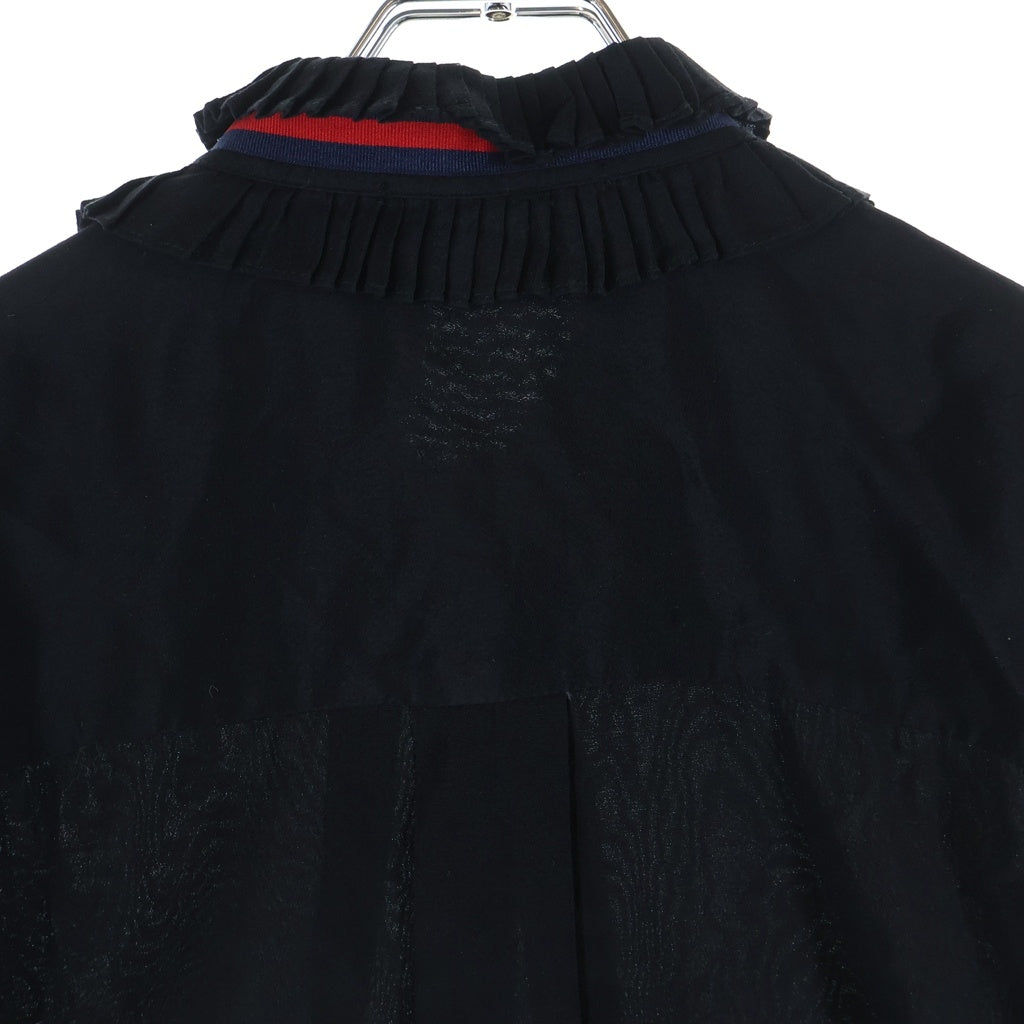 GUCCI(グッチ) ウェブボウリボン ブローチ付き フリルブラウス ブラック レディース