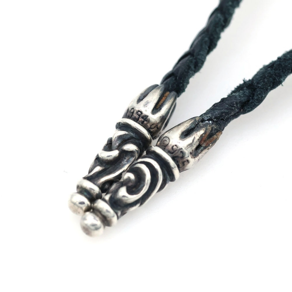 CHROME HEARTS(クロムハーツ) LEATHER BRAID SCROLL ネックレス レザーブレイドネックレス ブラック/シルバー BCA377