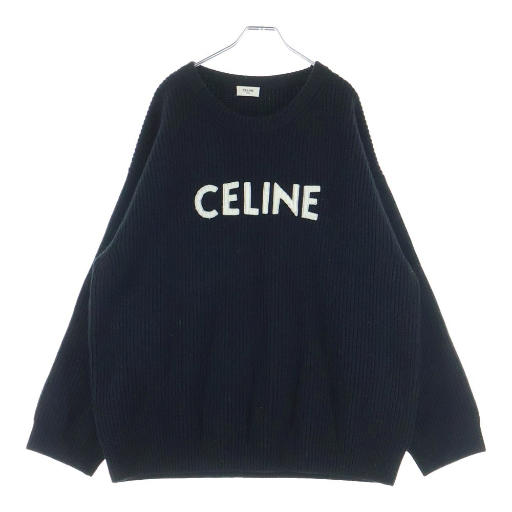CELINE(セリーヌ) 21AW Embroidery Over Size Sweater 2A19R423P エンブロイダリーロゴ オーバーサイズ ニットセーター ブラック