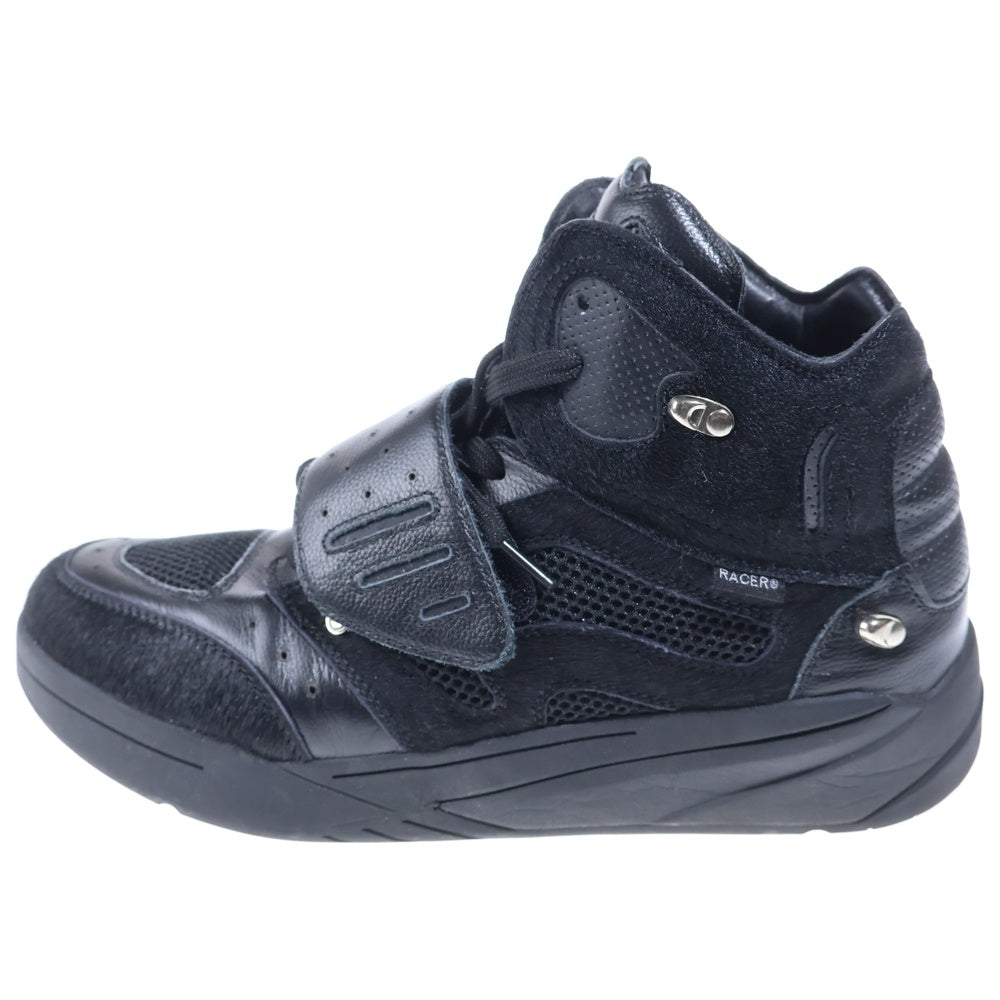RACER WORLD WIDE(レーサーワールドワイド) Pony Vibram 2010 ハラコ切替 ベルクロハイカットスニーカー ブラック