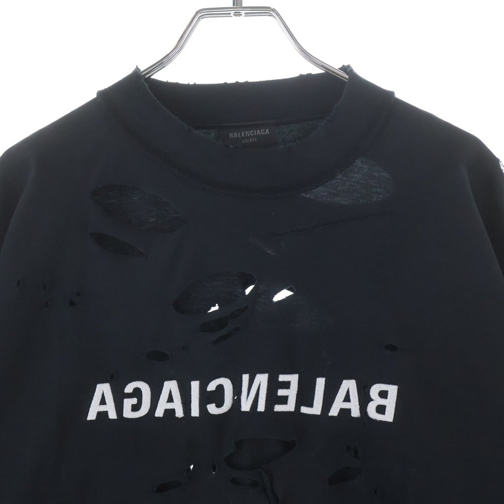 BALENCIAGA(バレンシアガ) Destroy Inside Out T-Shirt 720198 TQVP3 デストロイ インサイドアウト オーバーサイズ半袖Tシャツ ブラック