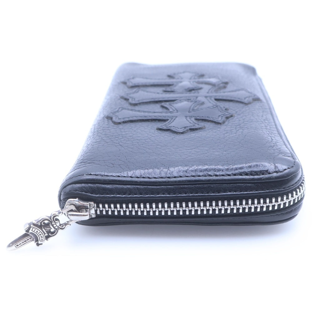 CHROME HEARTS(クロムハーツ) REC F ZIP 3セメタリー クロスパッチ ラウンドファスナーウォレット 長財布 ブラック