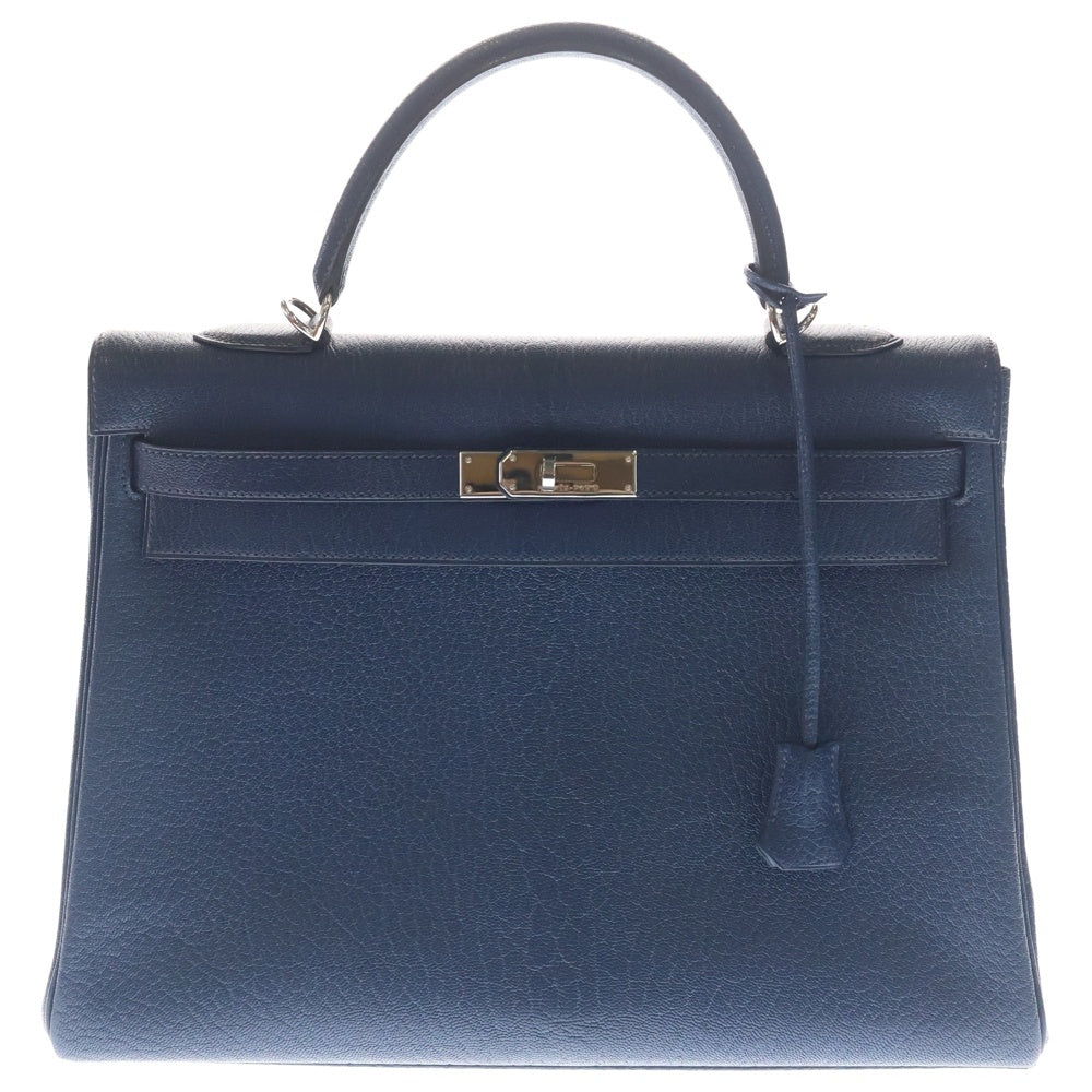 HERMES(エルメス) ケリー 32 E刻印 シルバー金具 2WAYショルダーバッグ ハンドバッグ ブルー/シルバー レディース