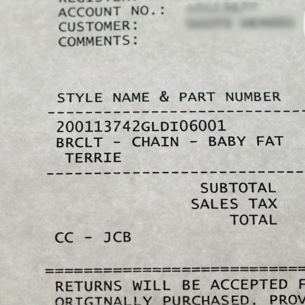 CHROME HEARTS(クロムハーツ) 22K CHN BBY FAT ベイビーファットチェーン ブレスレット ゴールド レディース