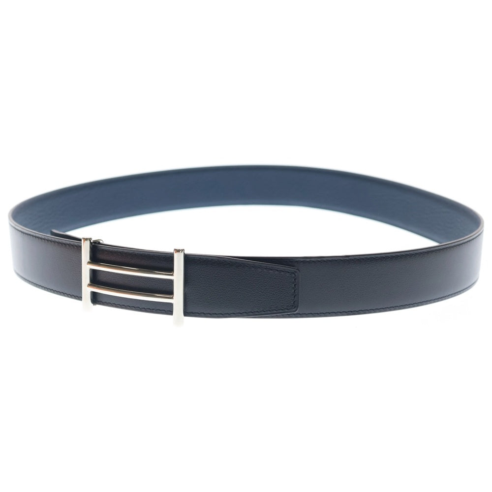 HERMES(エルメス) ライダー Hバックルレザーベルト リバーシブル C刻印 ブラック/ネイビー レディース