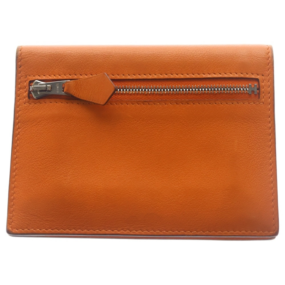 HERMES(エルメス) ジップザップ コンパクトウォレット オレンジ □L刻印 レディース