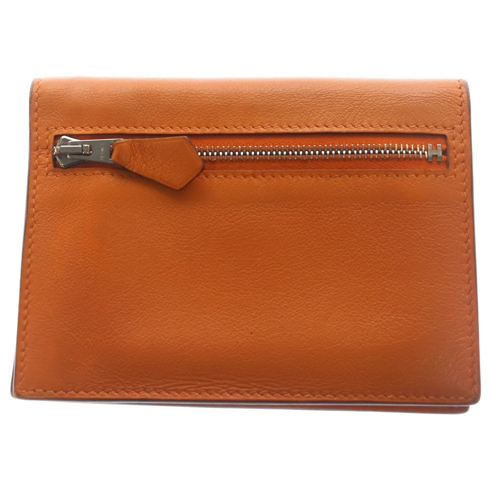 HERMES(エルメス) ジップザップ コンパクトウォレット オレンジ □L刻印 レディース