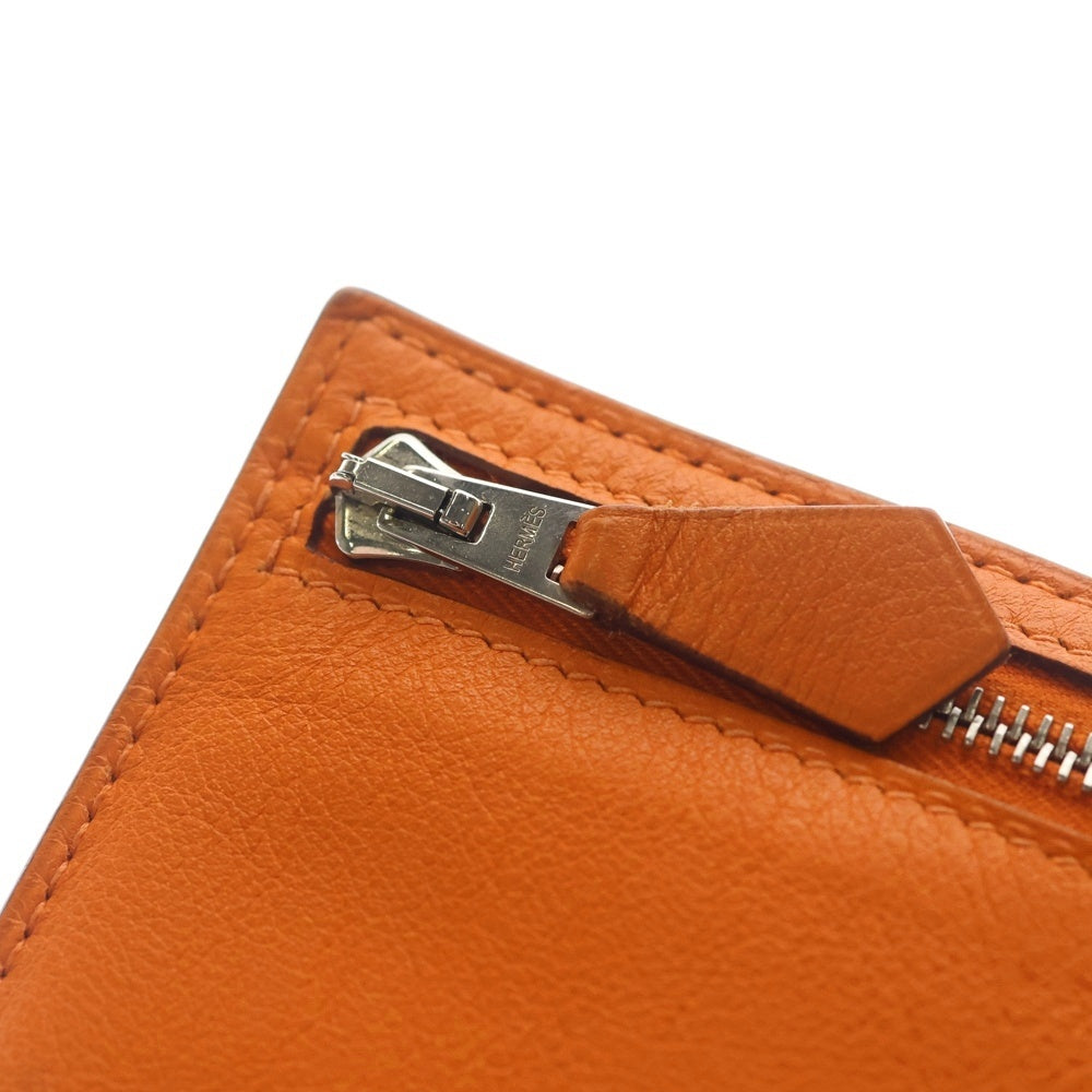 HERMES(エルメス) ジップザップ コンパクトウォレット オレンジ □L刻印 レディース