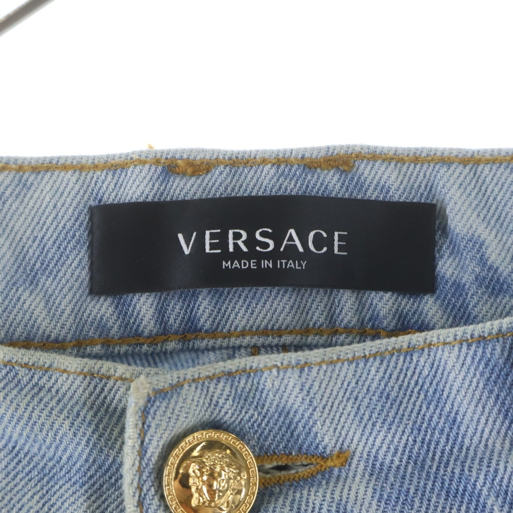 VERSACE(ヴェルサーチ) 総柄デニム ストレートパンツ インディゴ 1007837