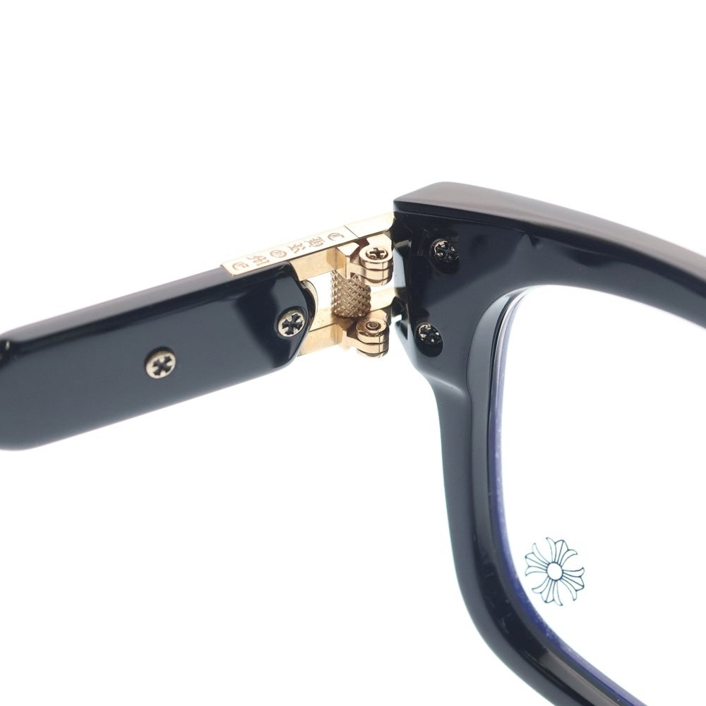CHROME HEARTS(クロムハーツ) BULGE サイドフローラルクロス ウェリントン サングラス メガネ ブラック/ゴールド