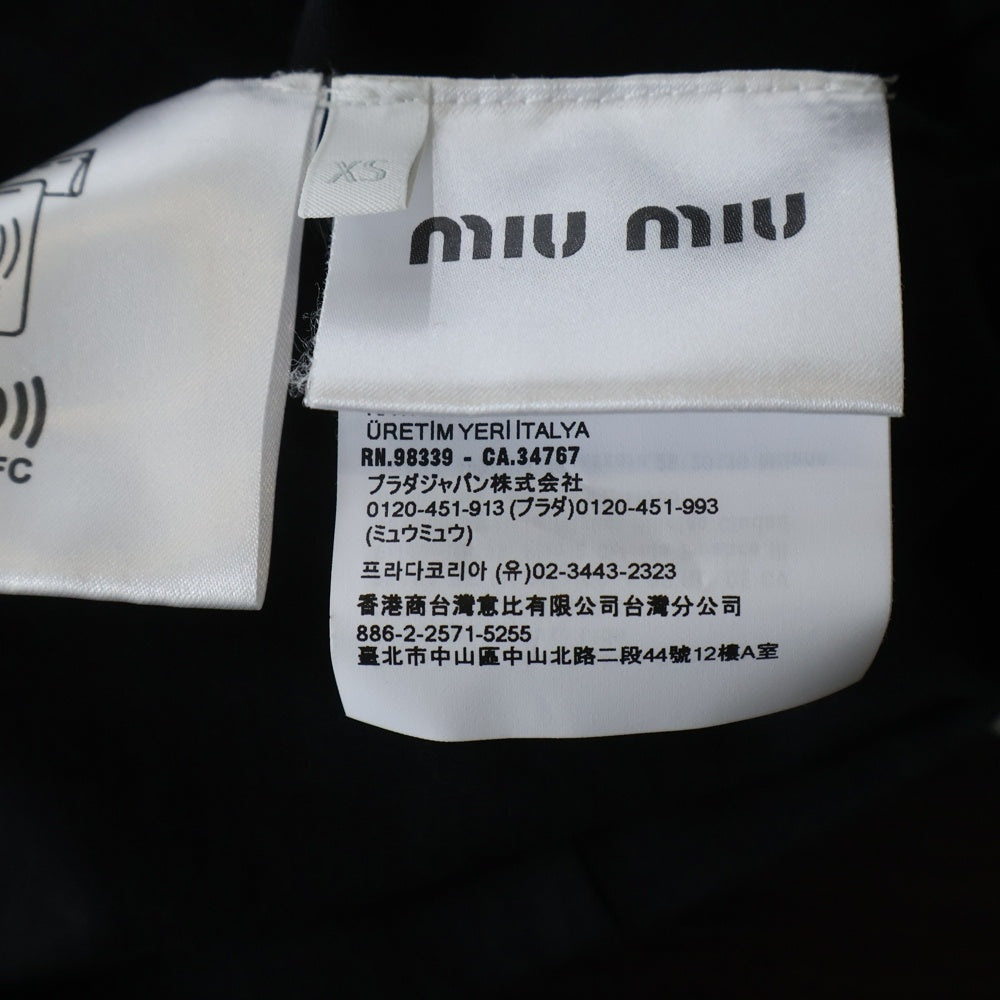 miumiu(ミュウミュウ) 刺繍ロゴ入り コットンジャージー Tシャツ ブラック MJN522 S000 14EL レディース