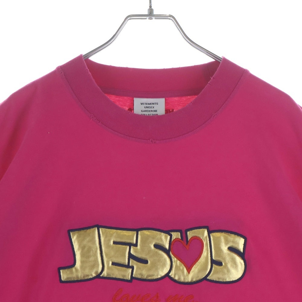 VETEMENTS(ヴェトモン) Jesus Loves You T-shirt ジーザスラブズユーTシャツ ピンク UE63TR400P