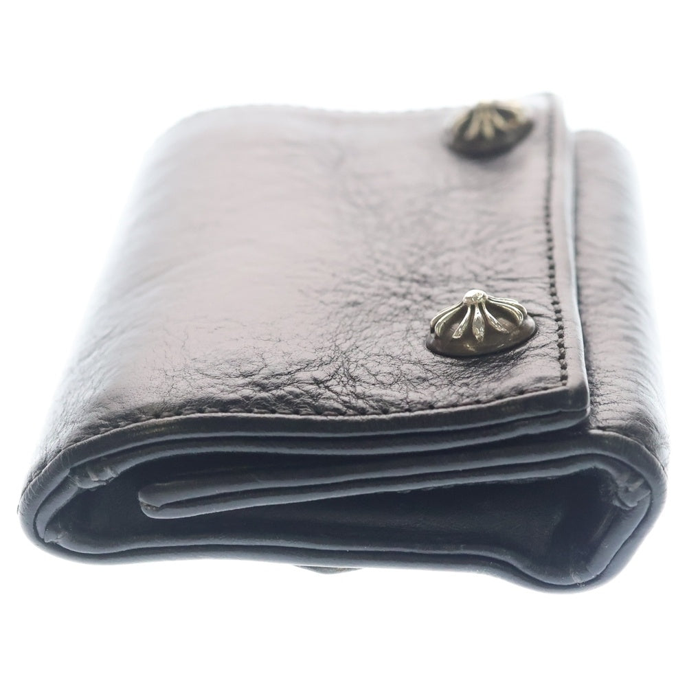 CHROME HEARTS(クロムハーツ) 3FOLD 3フォールド クロスボールボタン クロスパッチ レザーウォレット 財布 ブラック