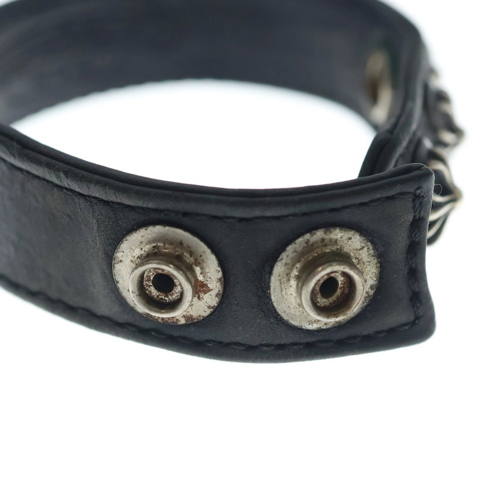 CHROME HEARTS(クロムハーツ) 3BTN 2SNP クロスボール 3ボタン2スナップ レザーブレスレット ブラック/シルバー BCA123