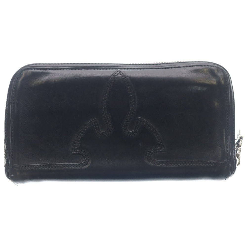 CHROME HEARTS(クロムハーツ) REC F ZIP ダブル フレアニー ラウンドジップ レザー ロングウォレット ブラック