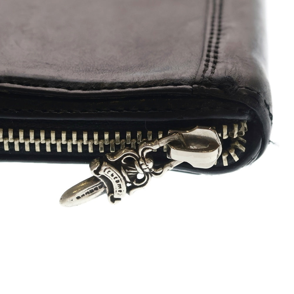 CHROME HEARTS(クロムハーツ) REC F ZIP ダブル フレアニー ラウンドジップ レザー ロングウォレット ブラック
