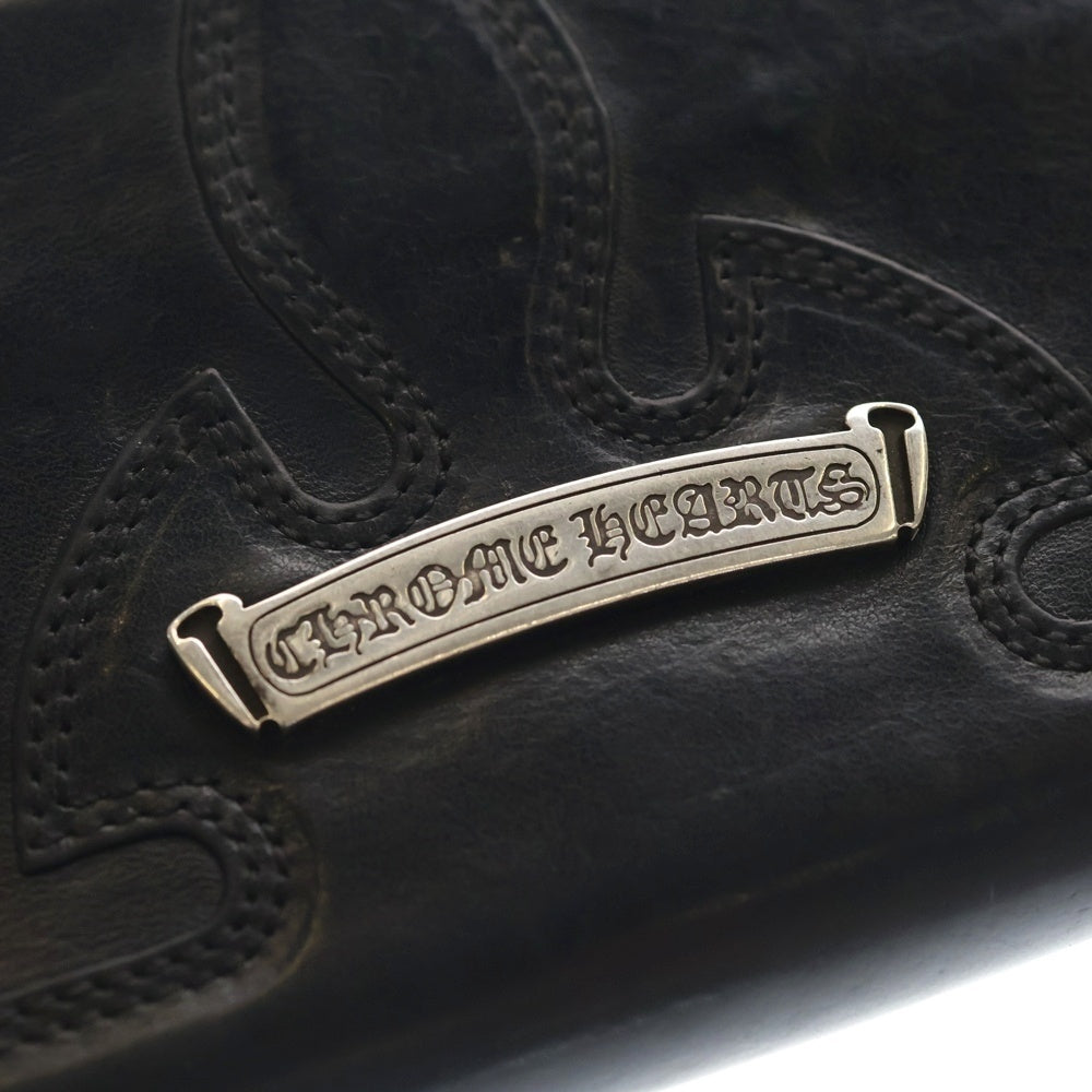 CHROME HEARTS(クロムハーツ) REC F ZIP ダブル フレアニー ラウンドジップ レザー ロングウォレット ブラック