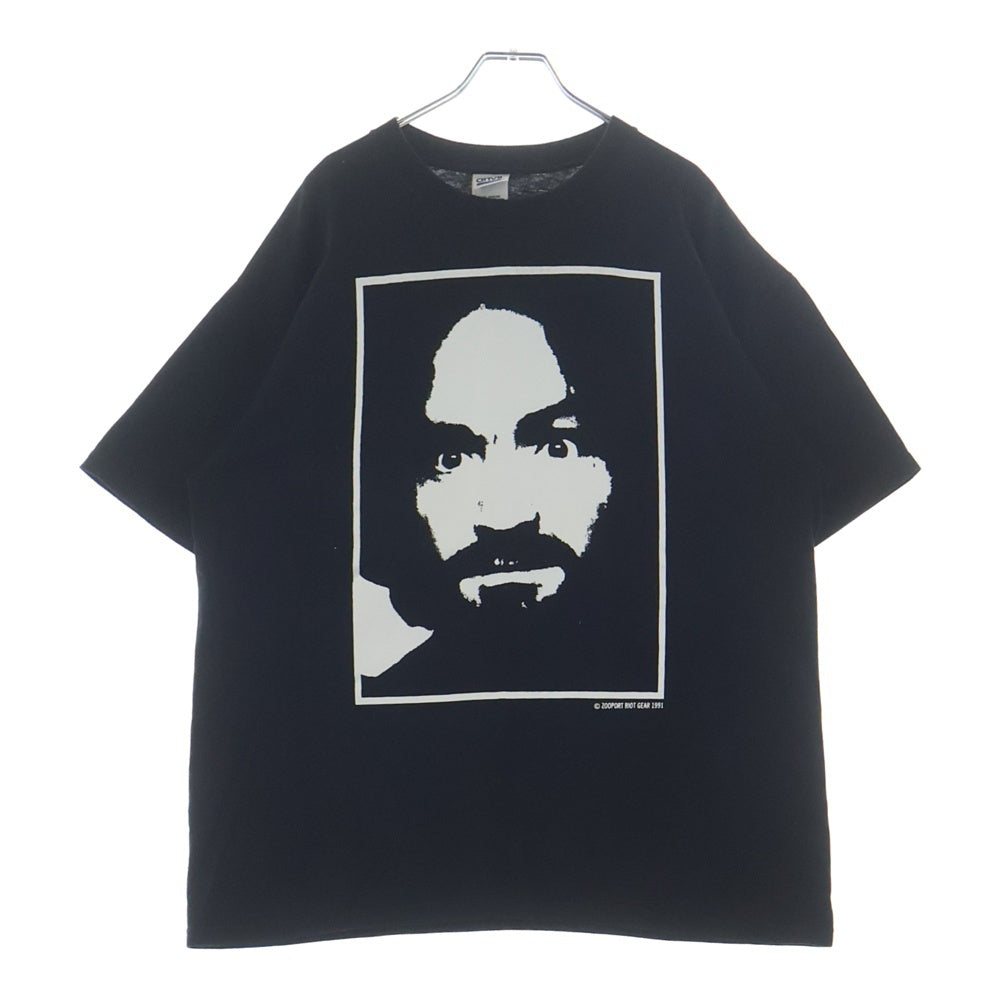 VINTAGE(ヴィンテージ) 00s CHARLES MANSON CHARLIE DON'T SURF チャールズマンソン ANVILボディ プリントTシャツ 半袖カットソー ブラック