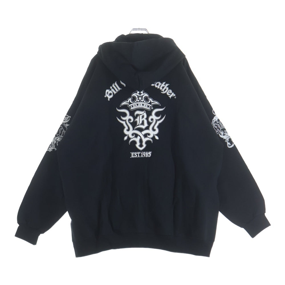 Bill Wall Leather/BWL(ビルウォールレザー) トライバルロゴプリントジップアップパーカー ブラック