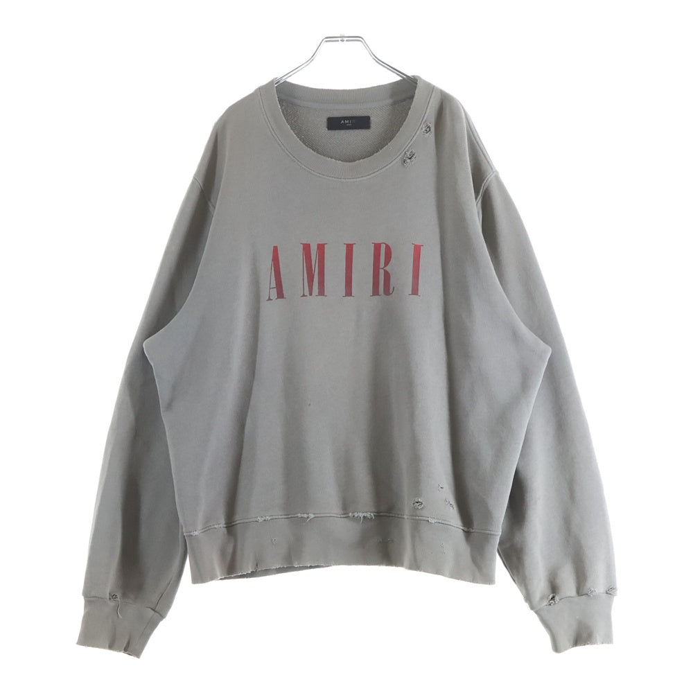 AMIRI(アミリ) SHOTTGUN ショットガン ヴィンテージ加工 フロントプリント クルーネックスウェットトレーナー グレー